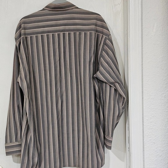 Pierre Cardin Striped Button Down Shirt Green Size L 16-16 1/2 - Picture 2 of 7